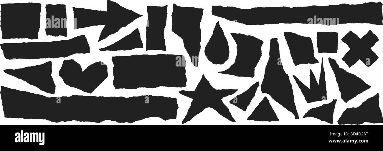 Shape Less Edge Collage Jagged edge torn paper piece collage grunge cut out shapes vector ...