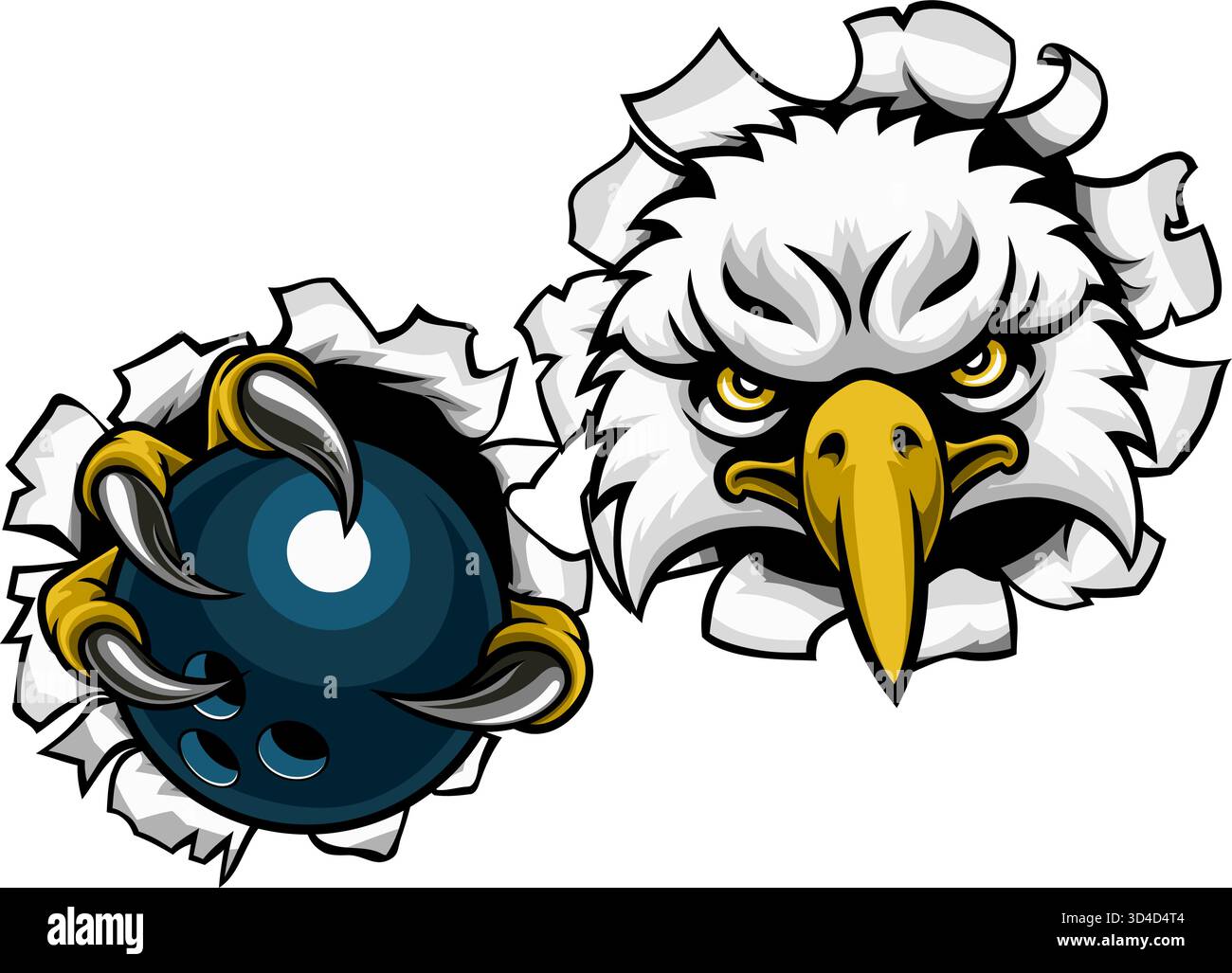Eagle Hawk Bowling Ball Bald Eagles Mascot Stock Vector
