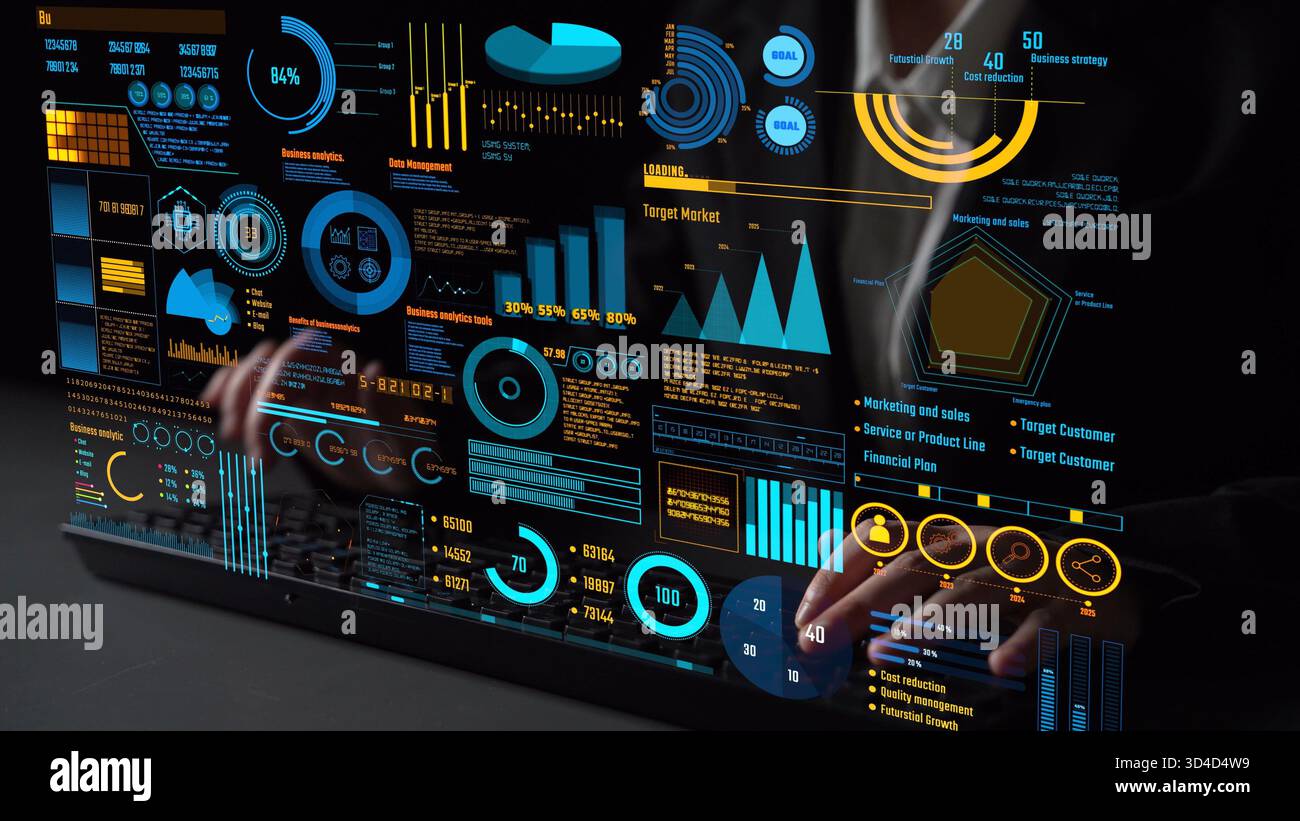 Data analytics and big data strategy for real-time analytics, predictive data modeling, business intelligence analytics, and data-driven decision Stock Photo