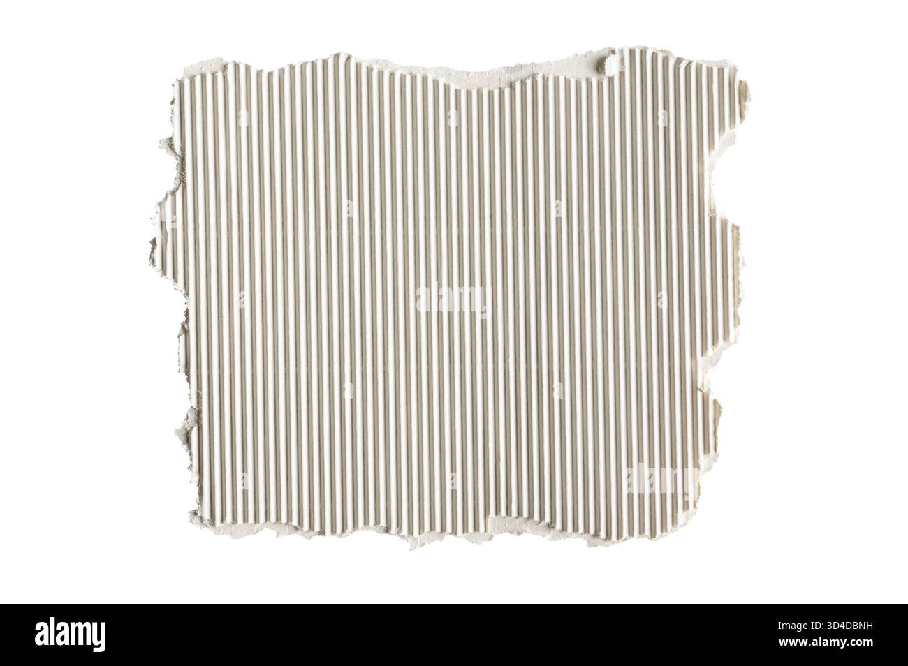 White corrugated paper with torn edges. Stock Photo