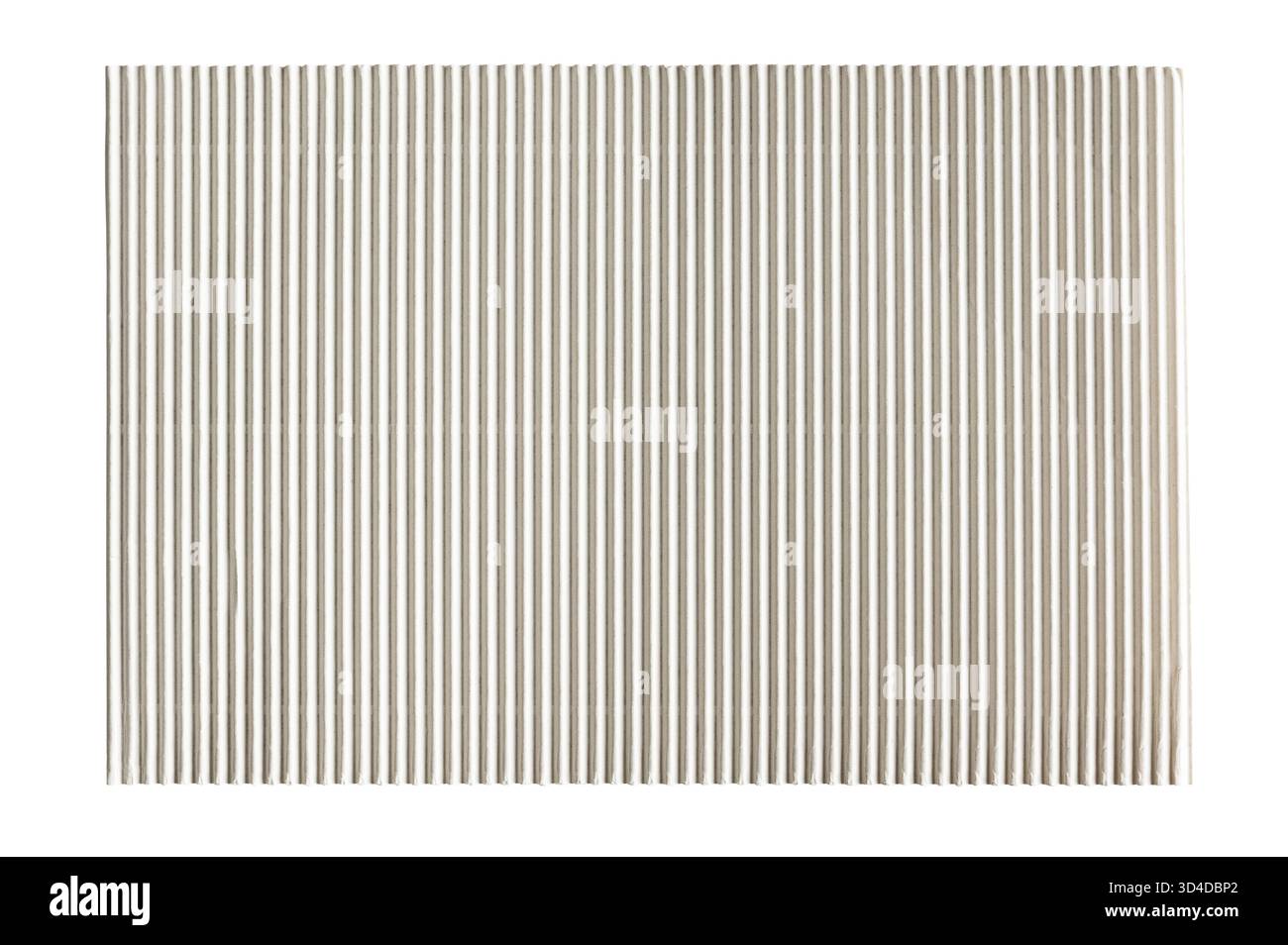 Textured white cardboard surface with vertical corrugations. Stock Photo