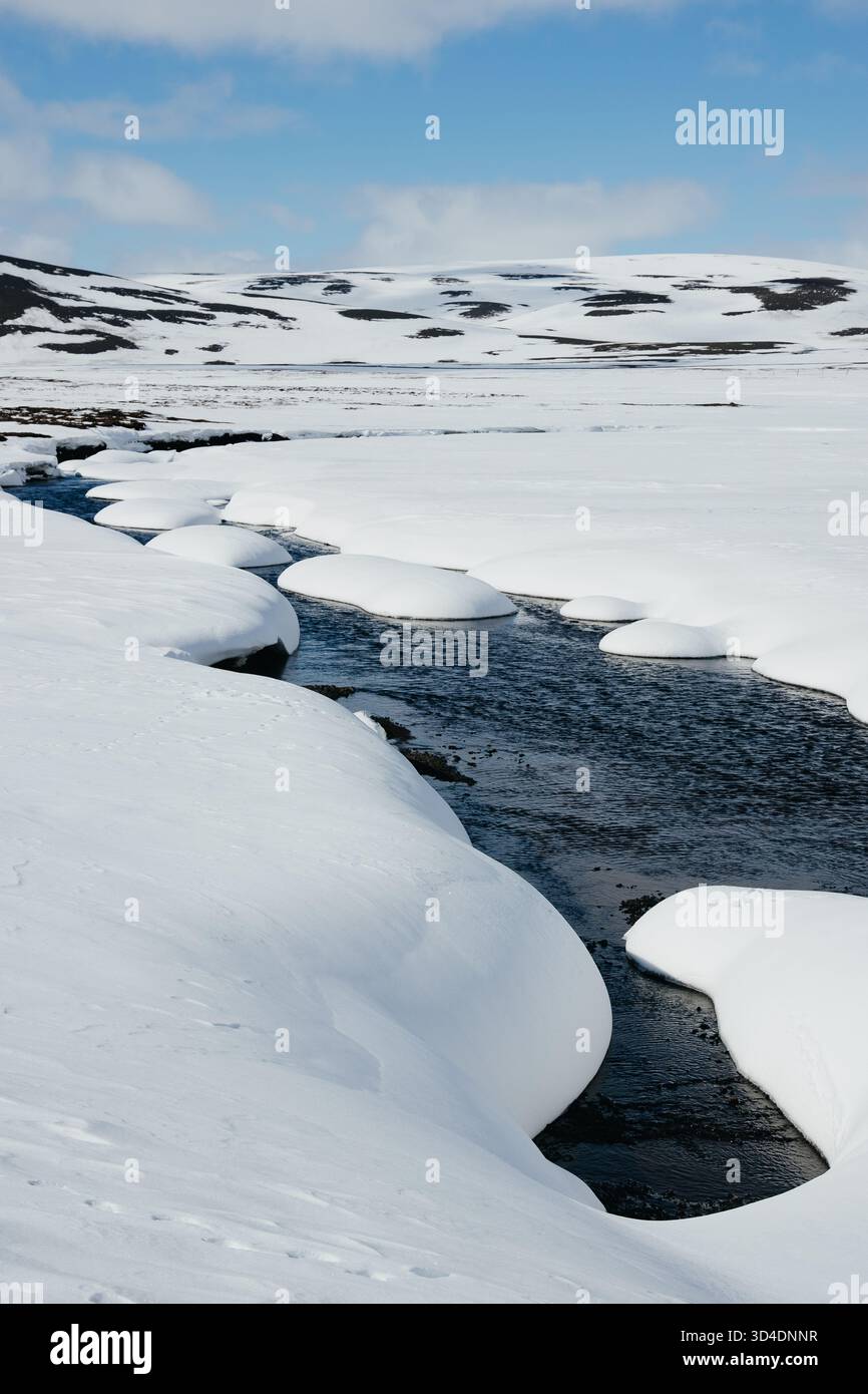 panoramic view of Snowy landscape in Iceland Stock Photo