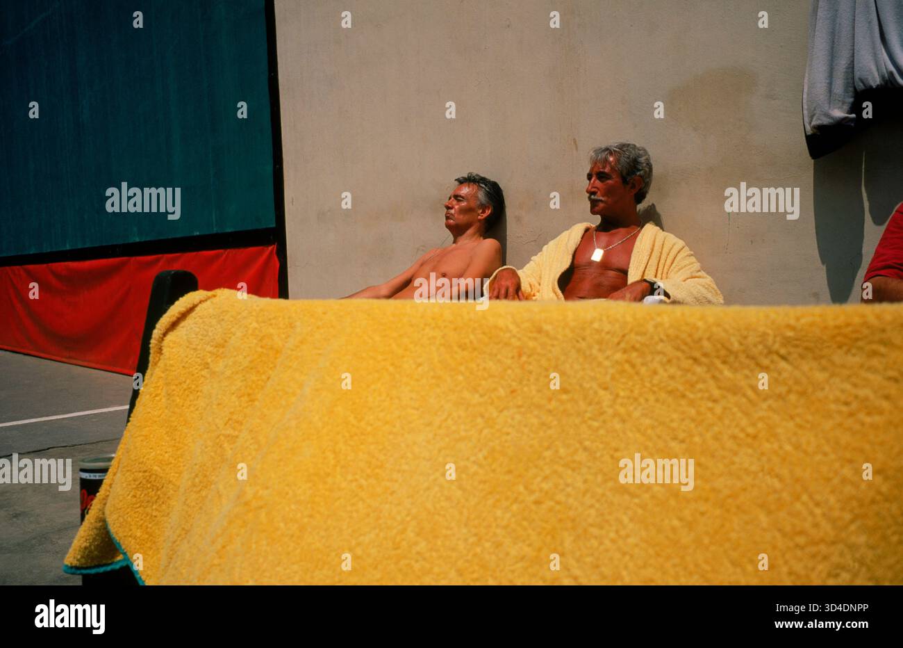 Two people at a sports club, Barcelona, Spain. Stock Photo