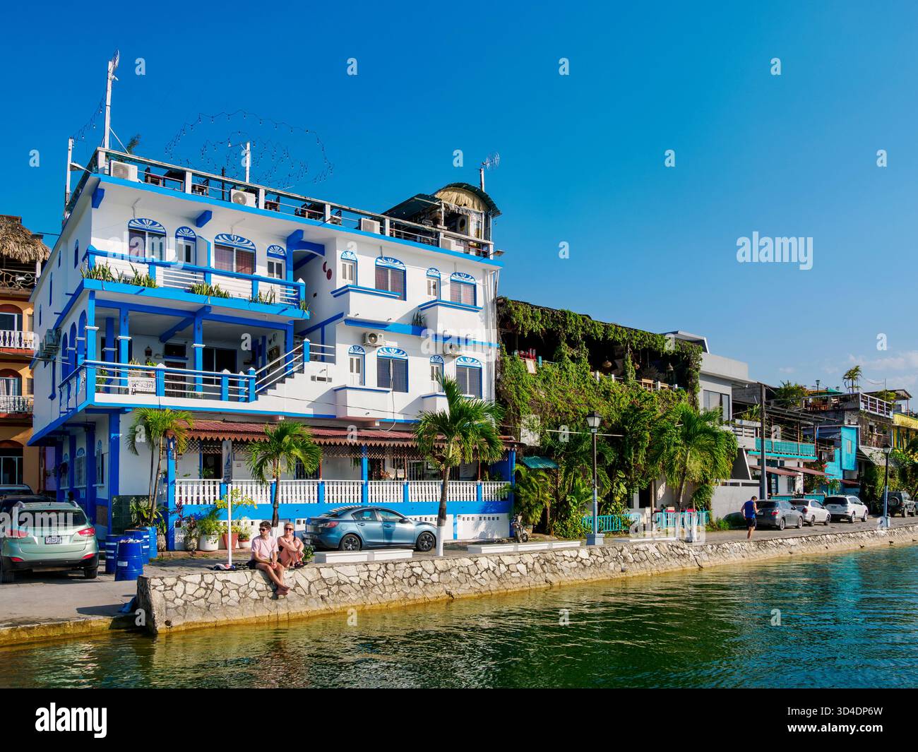 Lakefront of Flores Island, Peten Department, Guatemala Stock Photo