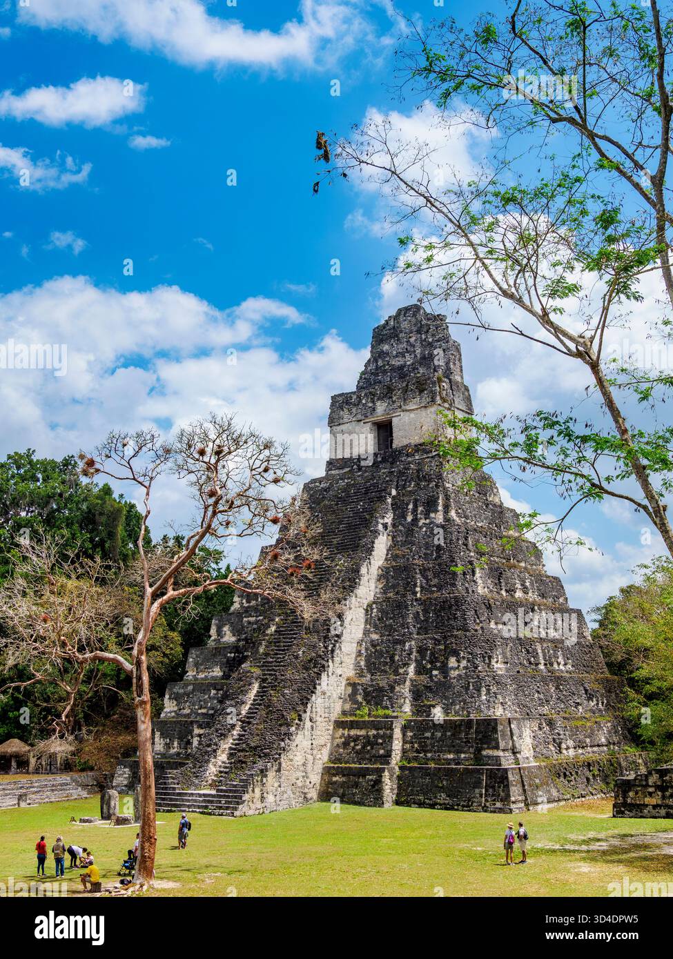 Temple I or Temple of the Great Jaguar, Great Plaza, Tikal, Peten Department, Guatemala Stock Photo