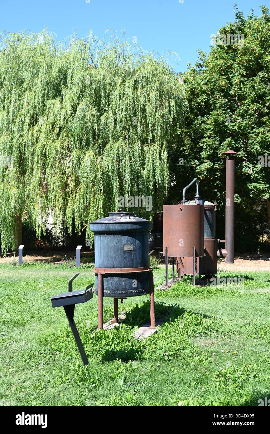 Vintage Lavender Stills or Alembics in Former Lavender Factory or Distillery, now a Museum, Barrême Alpes-de-Haute-Provence Provence France Stock Photo