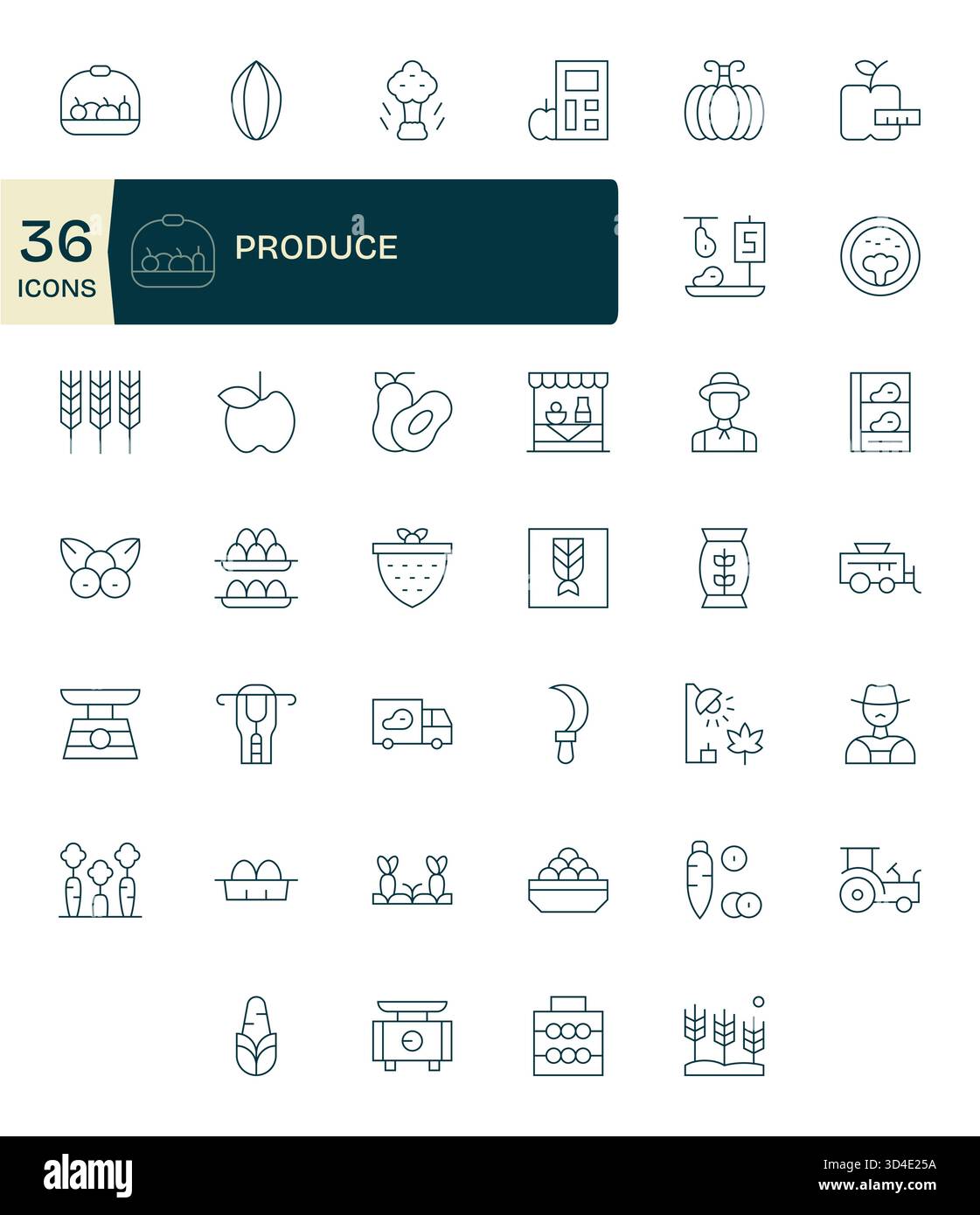 Elevate prototypes with 40 Thin Line icons inspired by Produce ...