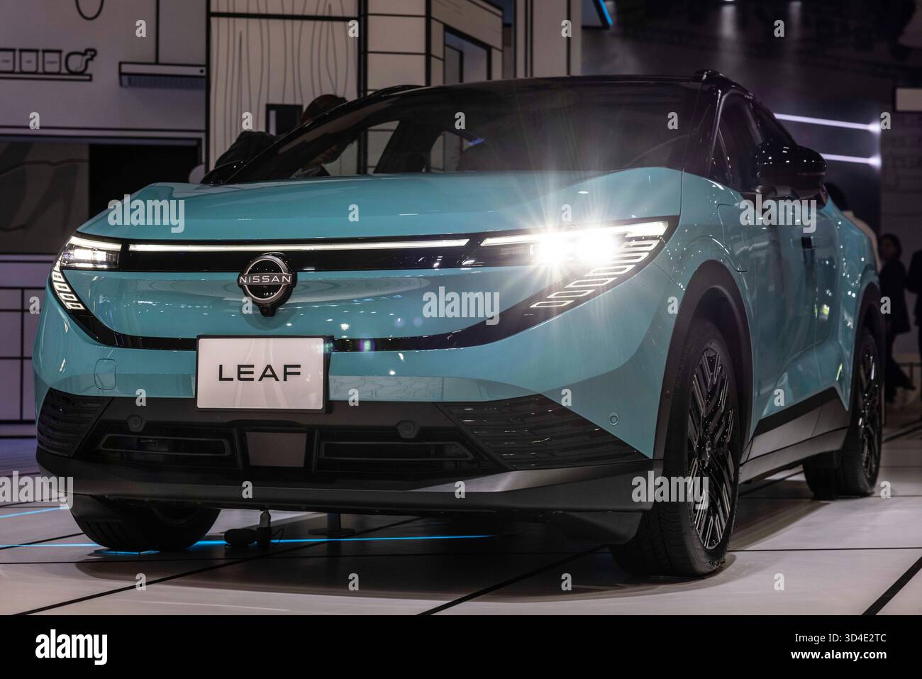 Nissan Leaf on display at Japan Mobility Show 2025. Tokyo's Big Sight ...