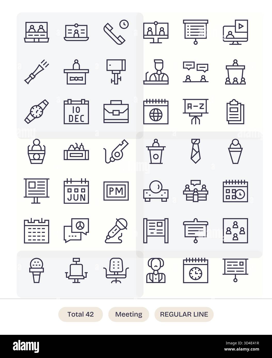 Enhance navigation using 42 Regular Line icons based on Meeting, built ...