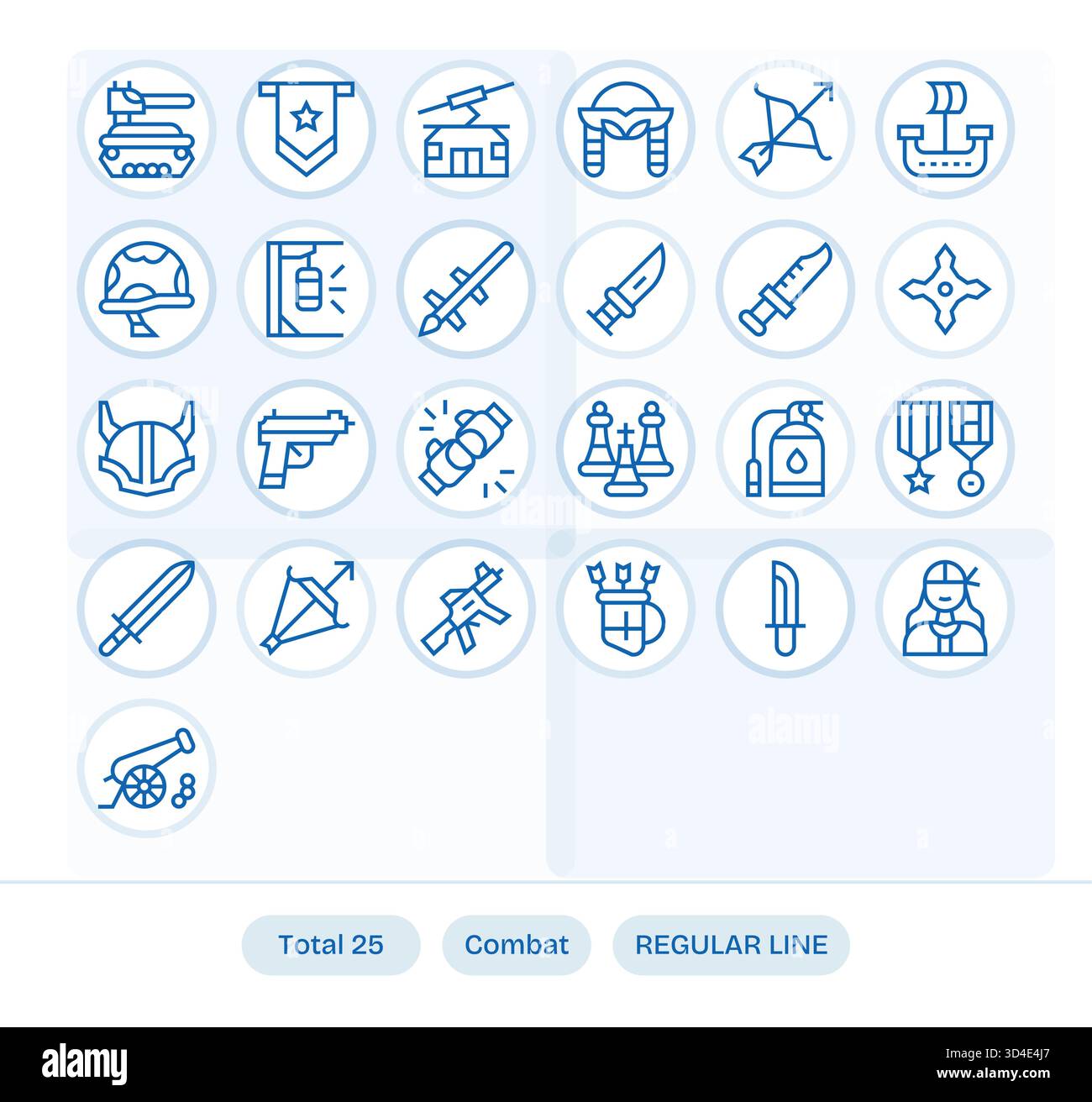 A carefully engineered library of 25 Regular Line icons for Combat ...