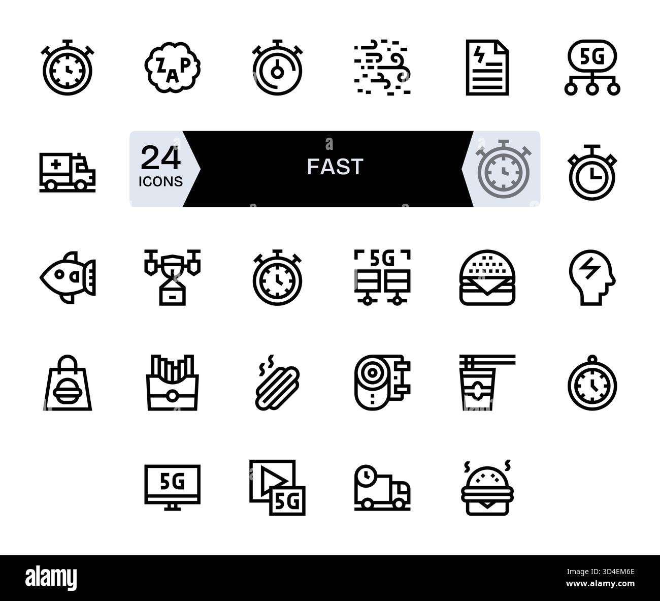 A cohesive visual language of 24 Bold Line icons rooted in Fast, ready ...