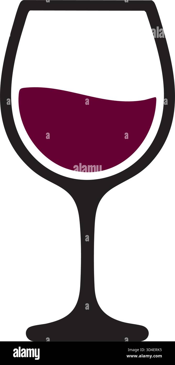 Wine glass icon with wine. Vector illustration.. Stock Vector