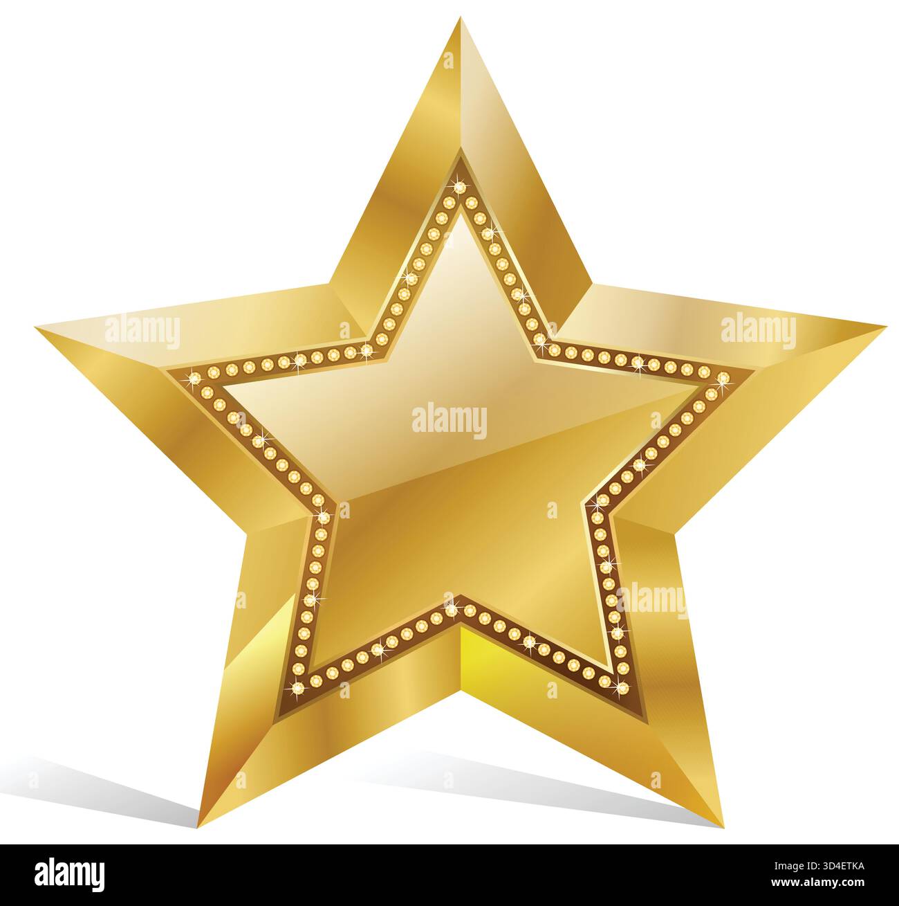Elegant 3D Golden Star Icon with Diamond Engraved Border. Premium ...