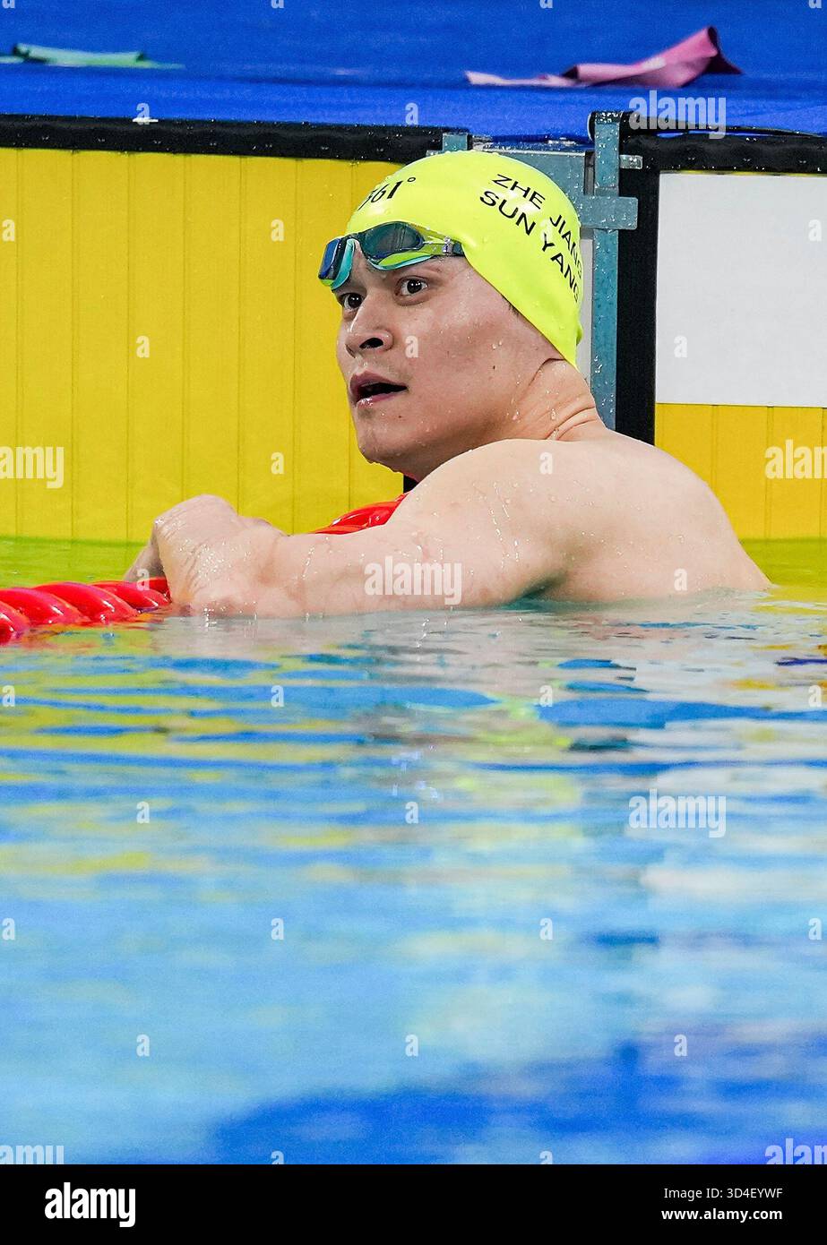 (251110) -- SHENZHEN, Nov. 10, 2025 (Xinhua) -- Sun Yang of Zhejiang ...