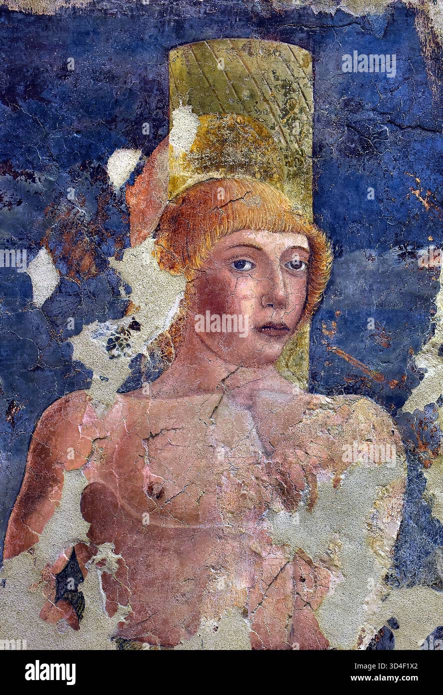 Fresco in the Castelvecchio Museum is a museum located in a medieval castle.  ( The castle, a building from the medieval Veronese period, was built between 1354 and 1356. ) Italy Italian Stock Photo