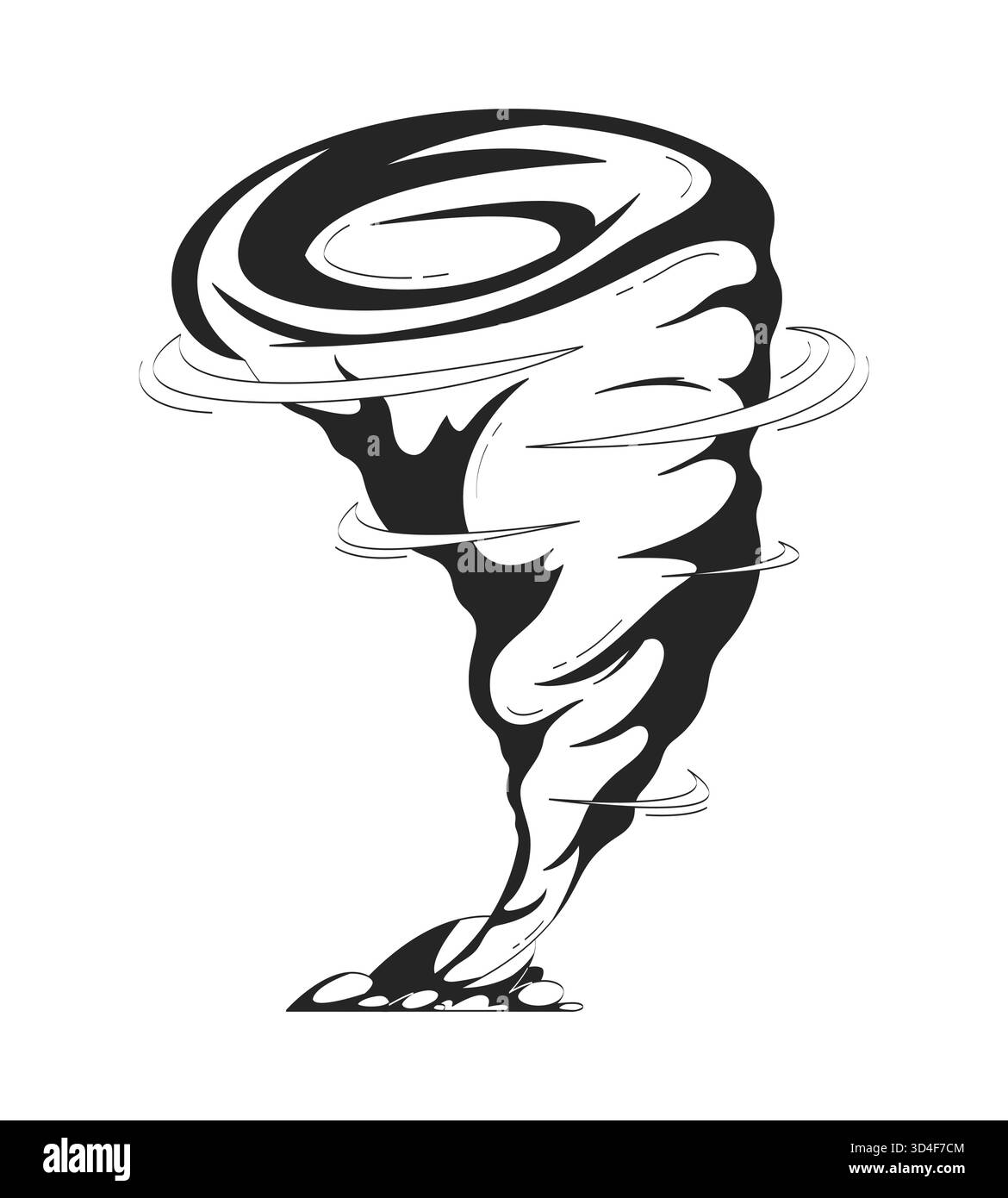 Spinning tornado natural disaster doodle linear object Stock Vector