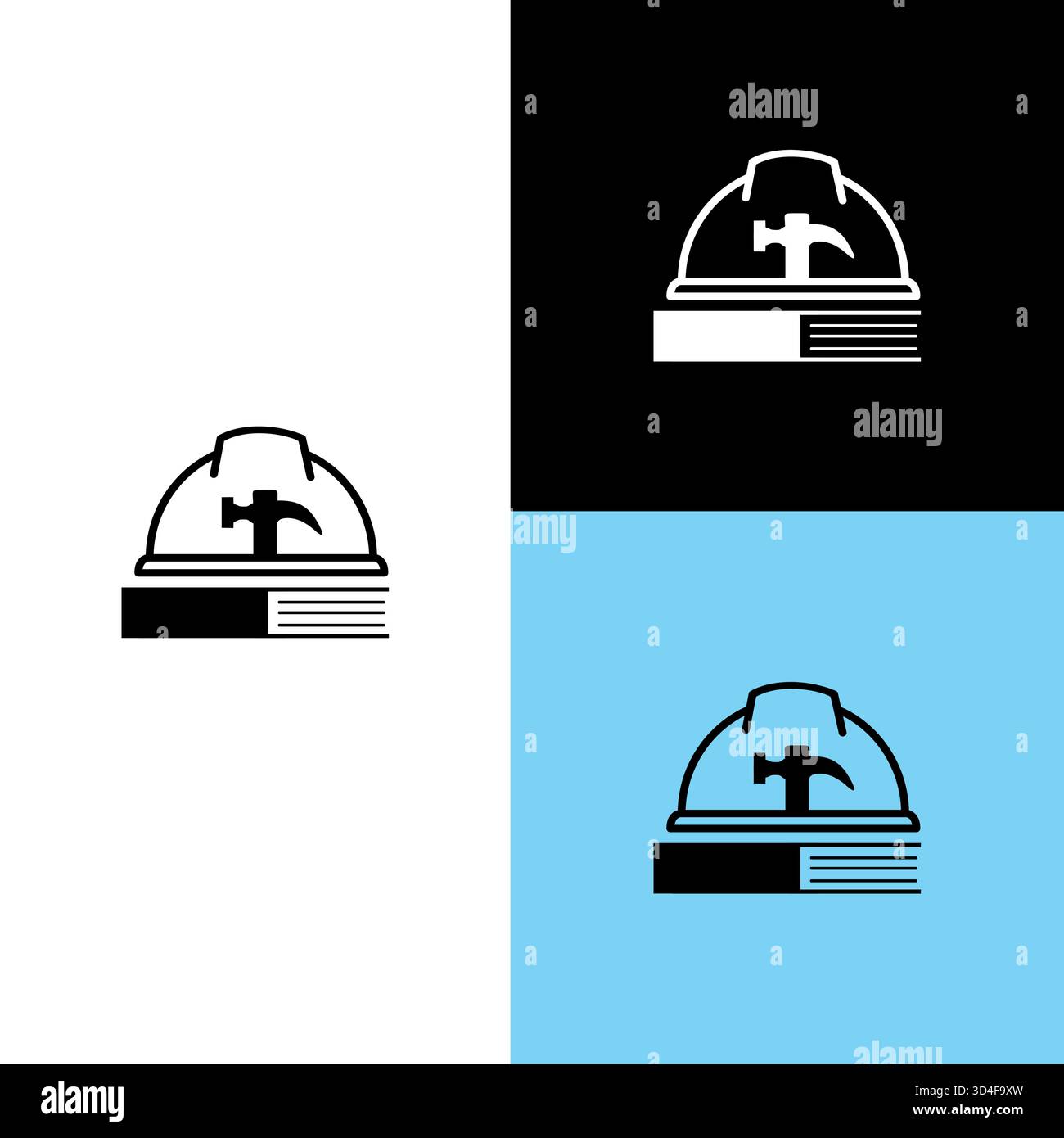 simple hammer helmet logo design book Stock Vector