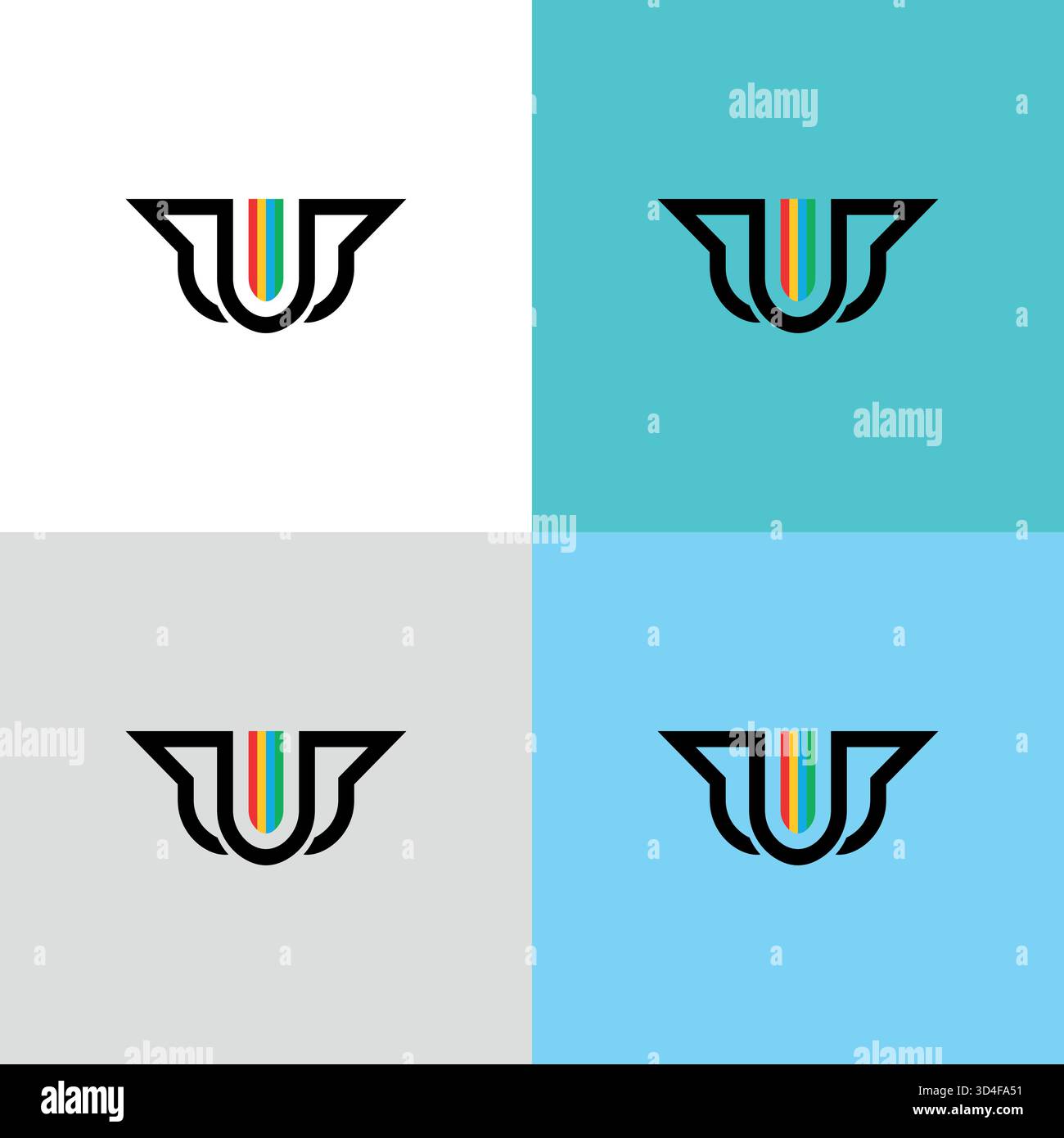 colorful lines technology logo design Stock Vector