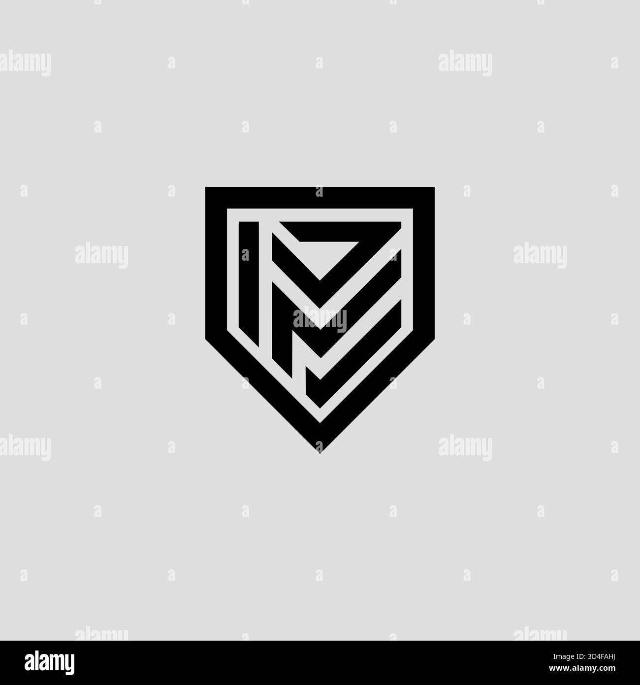 Modern INT Monogram Shield Logo Concept Stock Vector