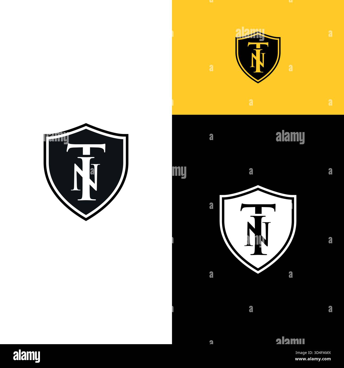 Modern INT Monogram Shield Logo Concept Stock Vector