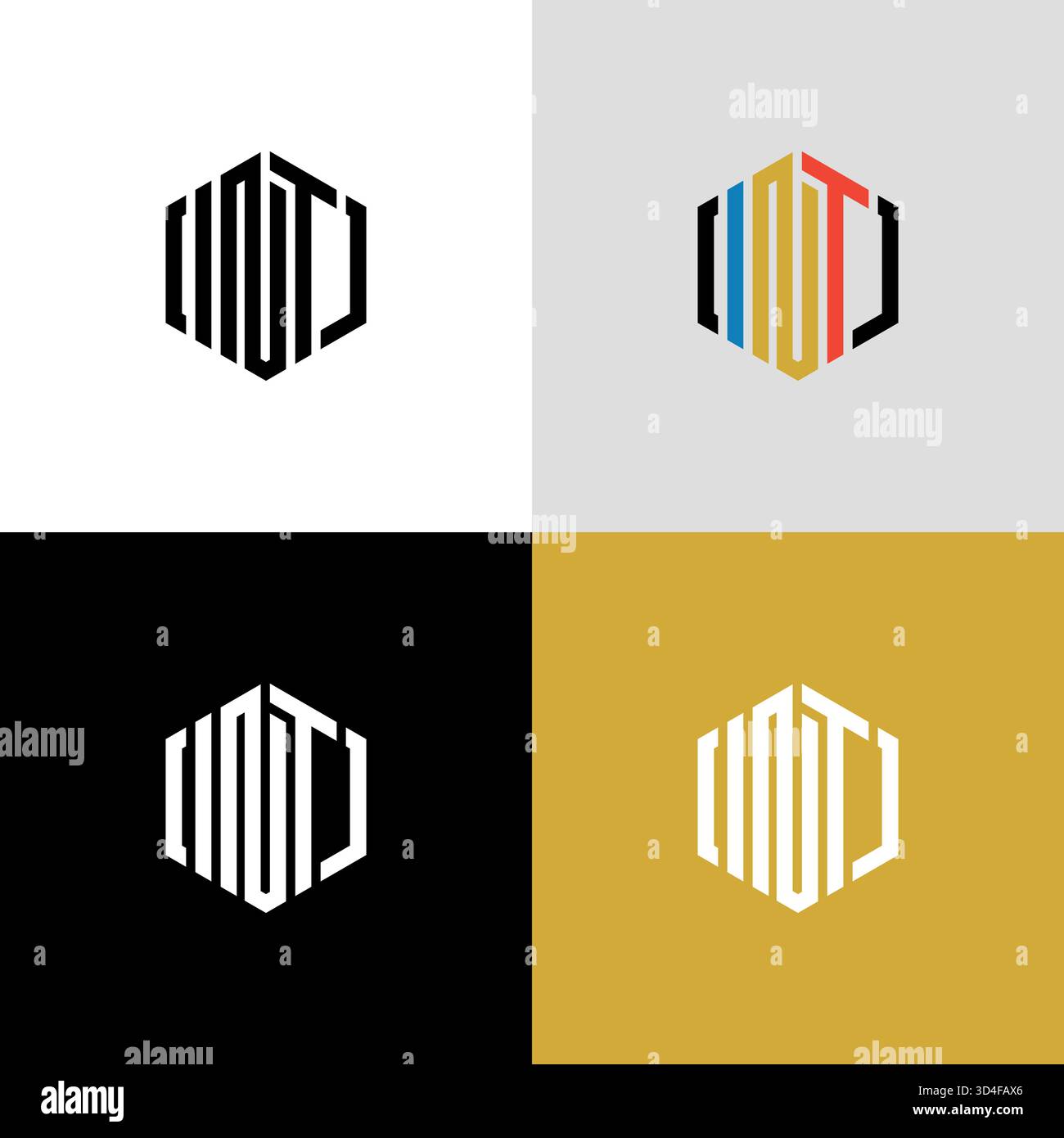 Modern INT Monogram Shield Logo Concept Stock Vector