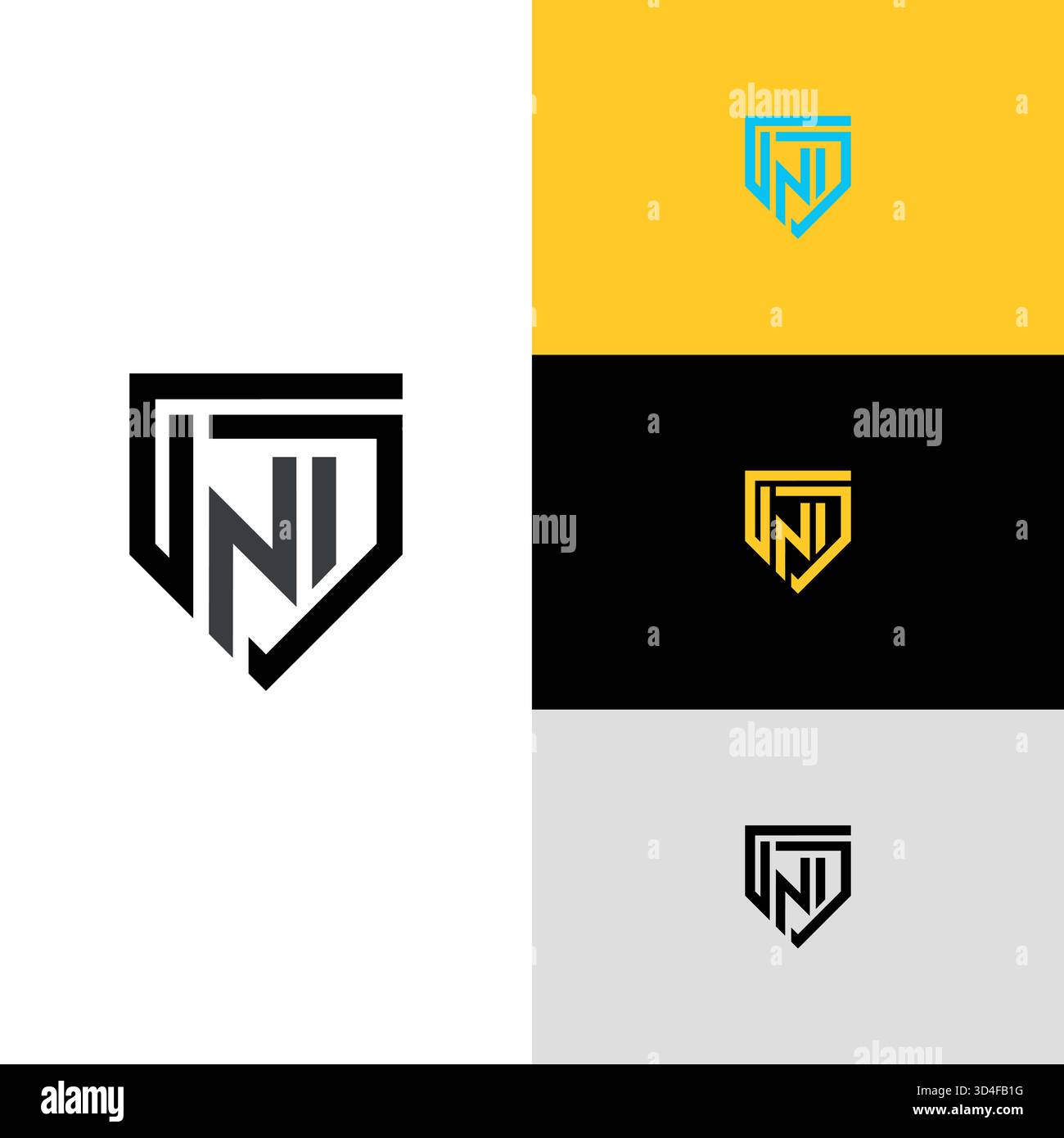 Modern ND Monogram Shield Logo Concept Stock Vector