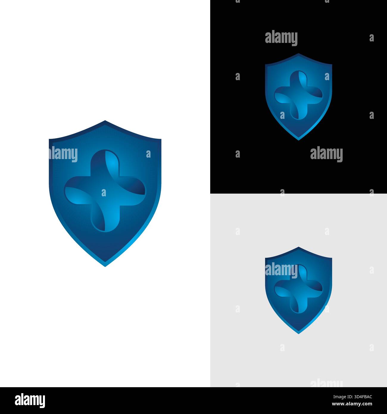 desain logo perisai kesehatan biru Stock Vector