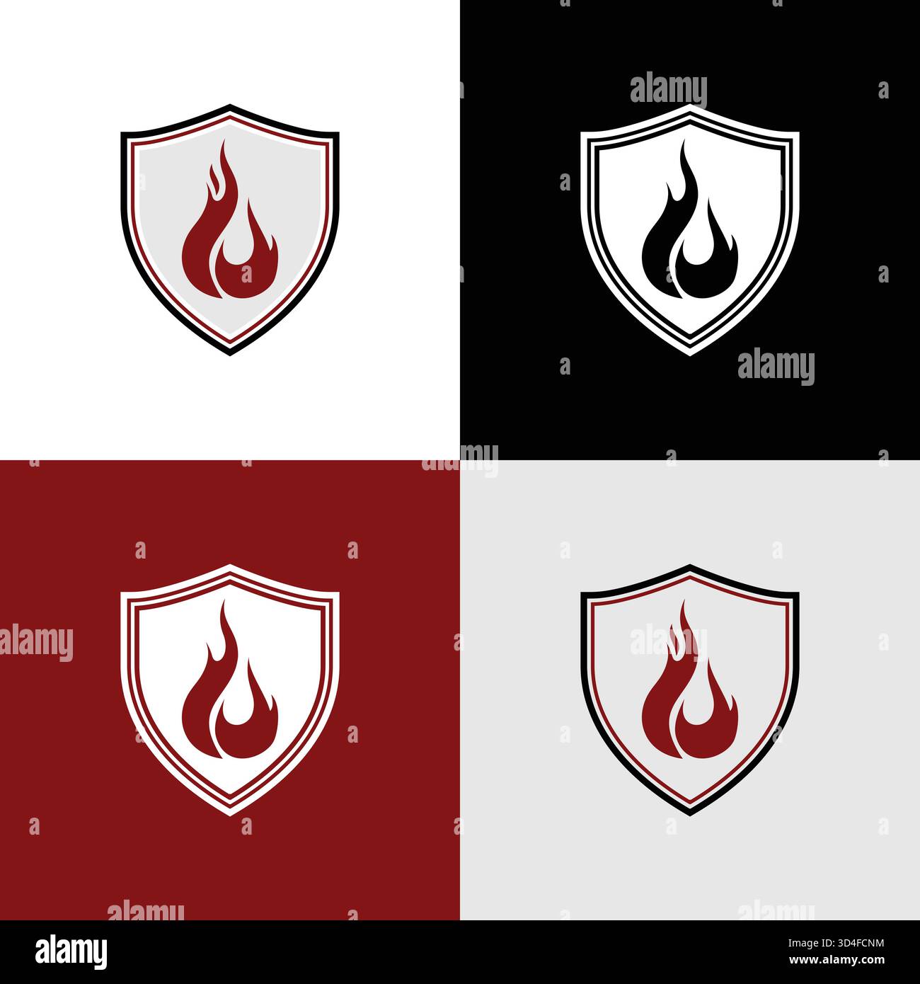 fire extinguisher shield logo design Stock Vector