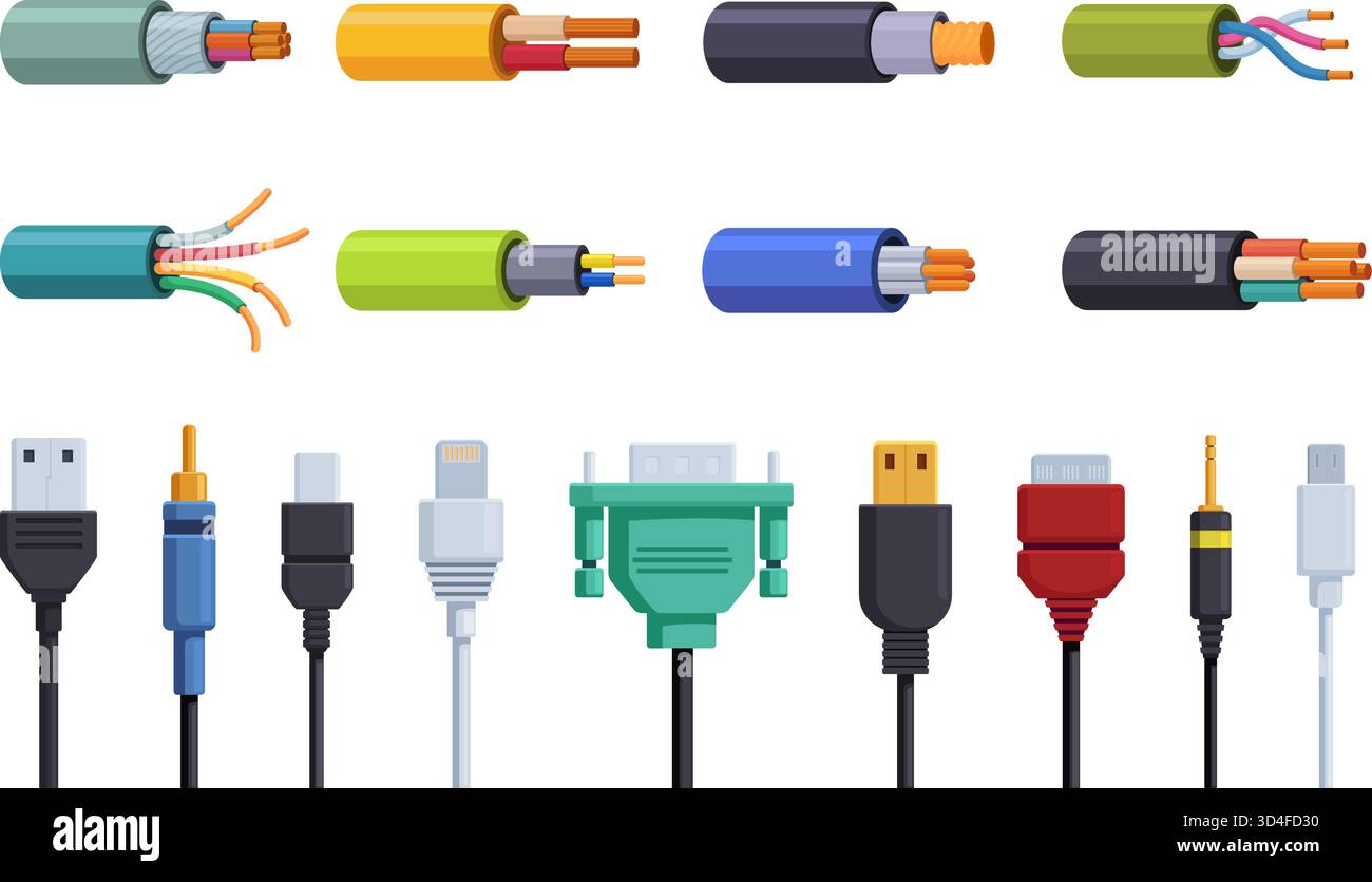 Connectors and cables. Electrical conductors, electric industrial ...