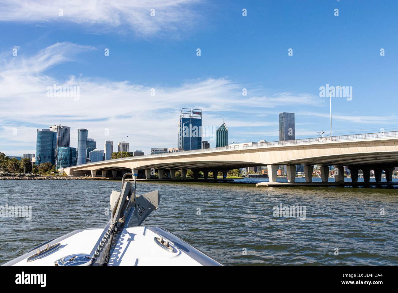 The Narrows Bridge and high rise buildings at Elizabeth Quay in the ...
