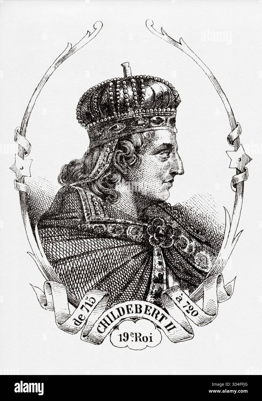 Portrait of Childebert II (570-596) King of the Franks. Ancient ...