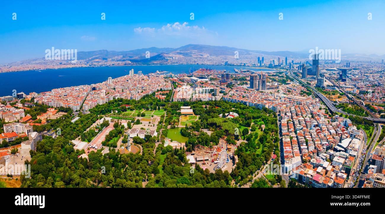 Izmir Kulturpark aerial panoramic view. Kulturpark is a public park in ...