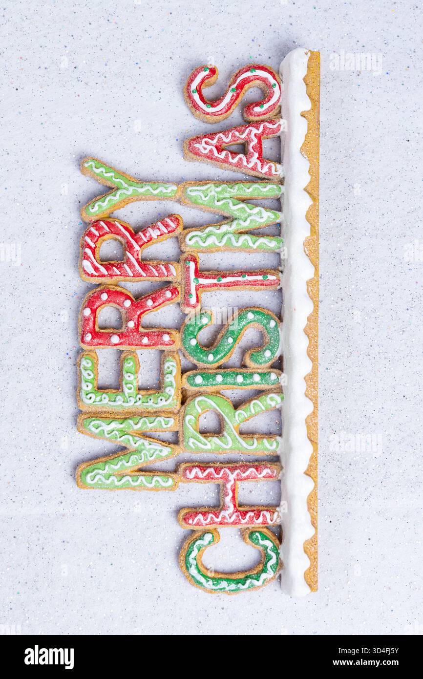 words Merry Christmas on a white background Stock Photo