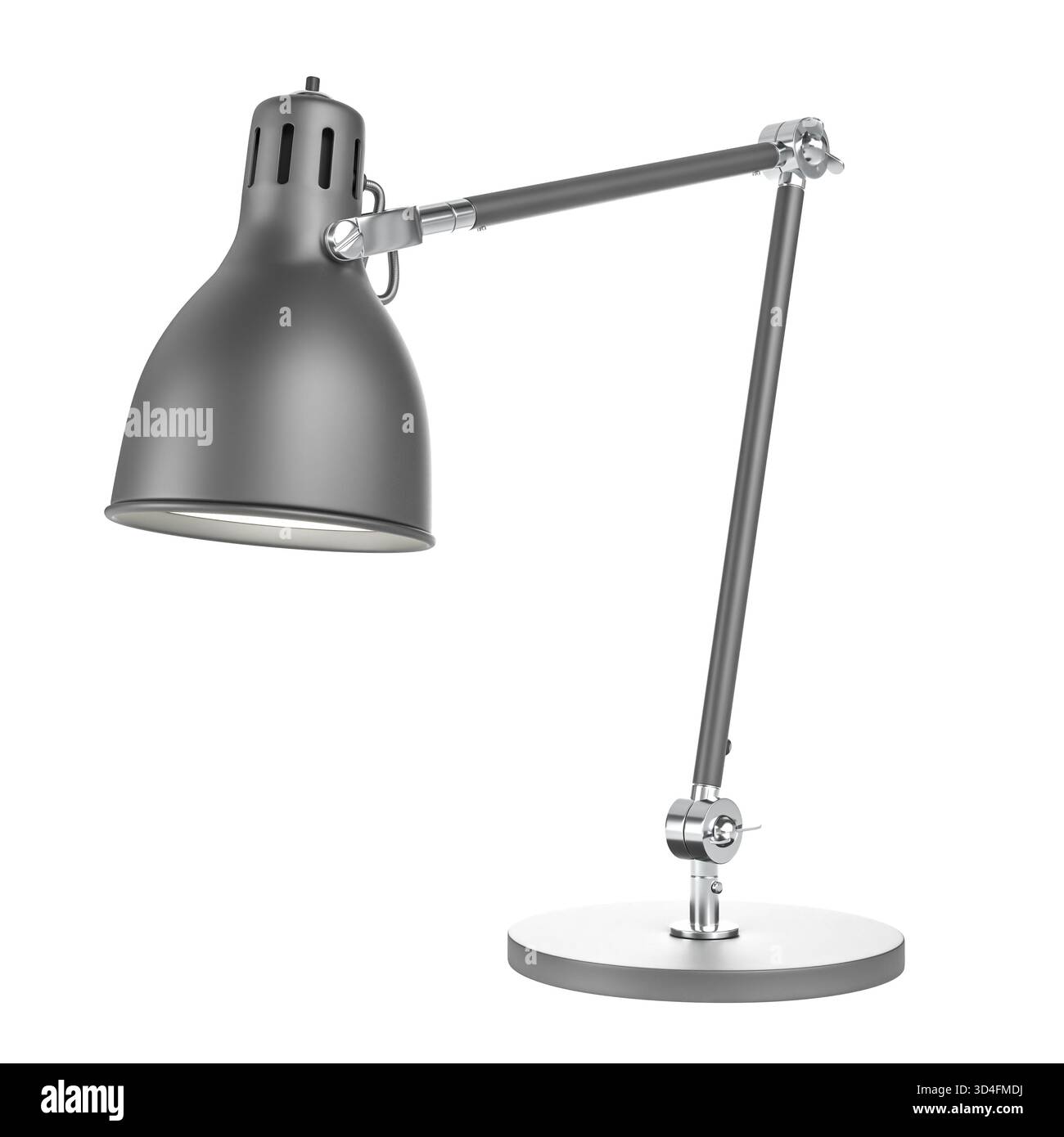 isolated adjustable metal desk lamp 3d Stock Photo