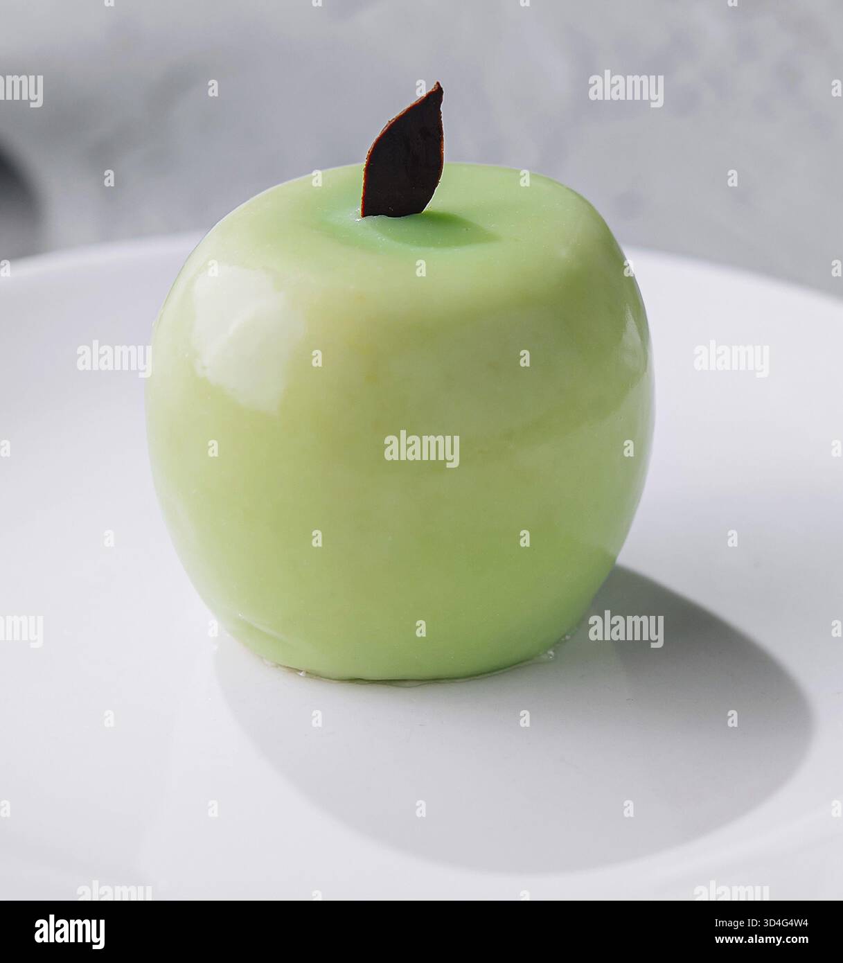 Food, Apple shaped mousse cake on plate Stock Photo