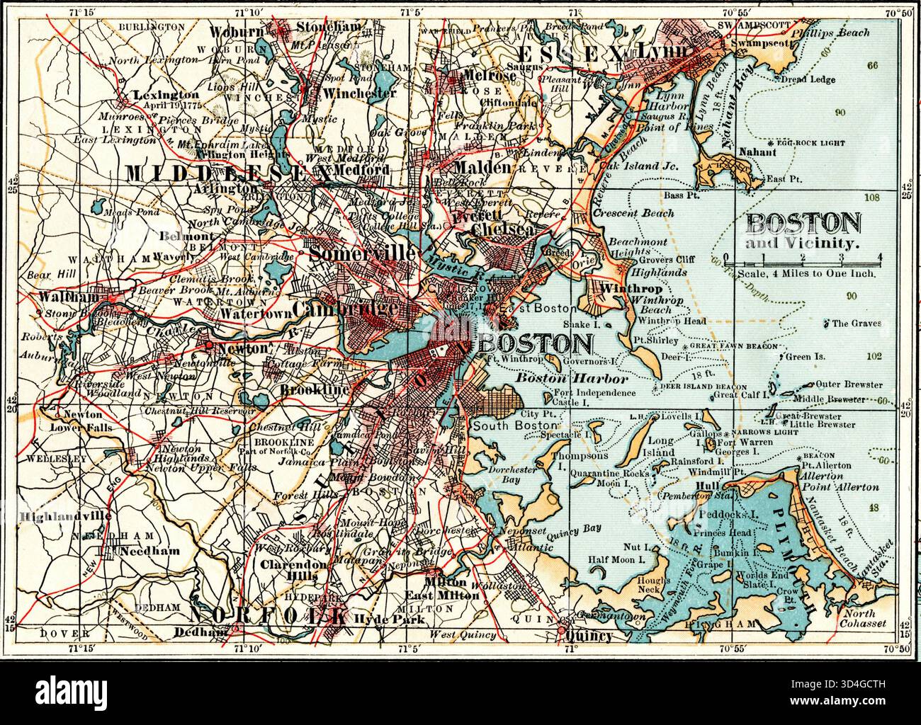 Map of boston 1800s hi-res stock photography and images - Alamy
