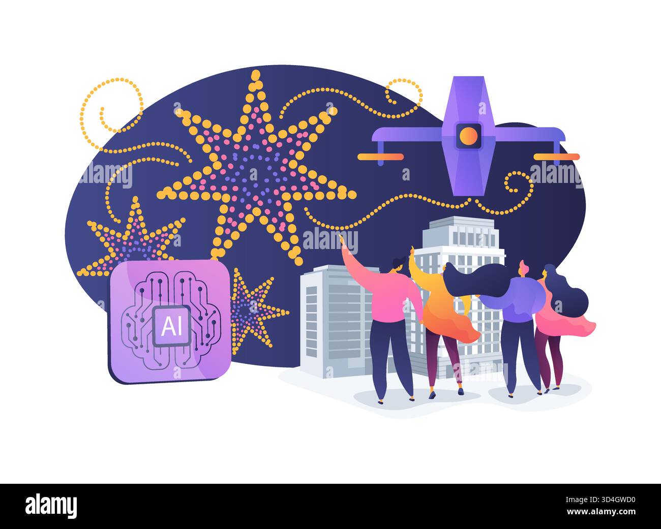Multi-Drone Formation abstract concept vector illustration Stock Vector ...