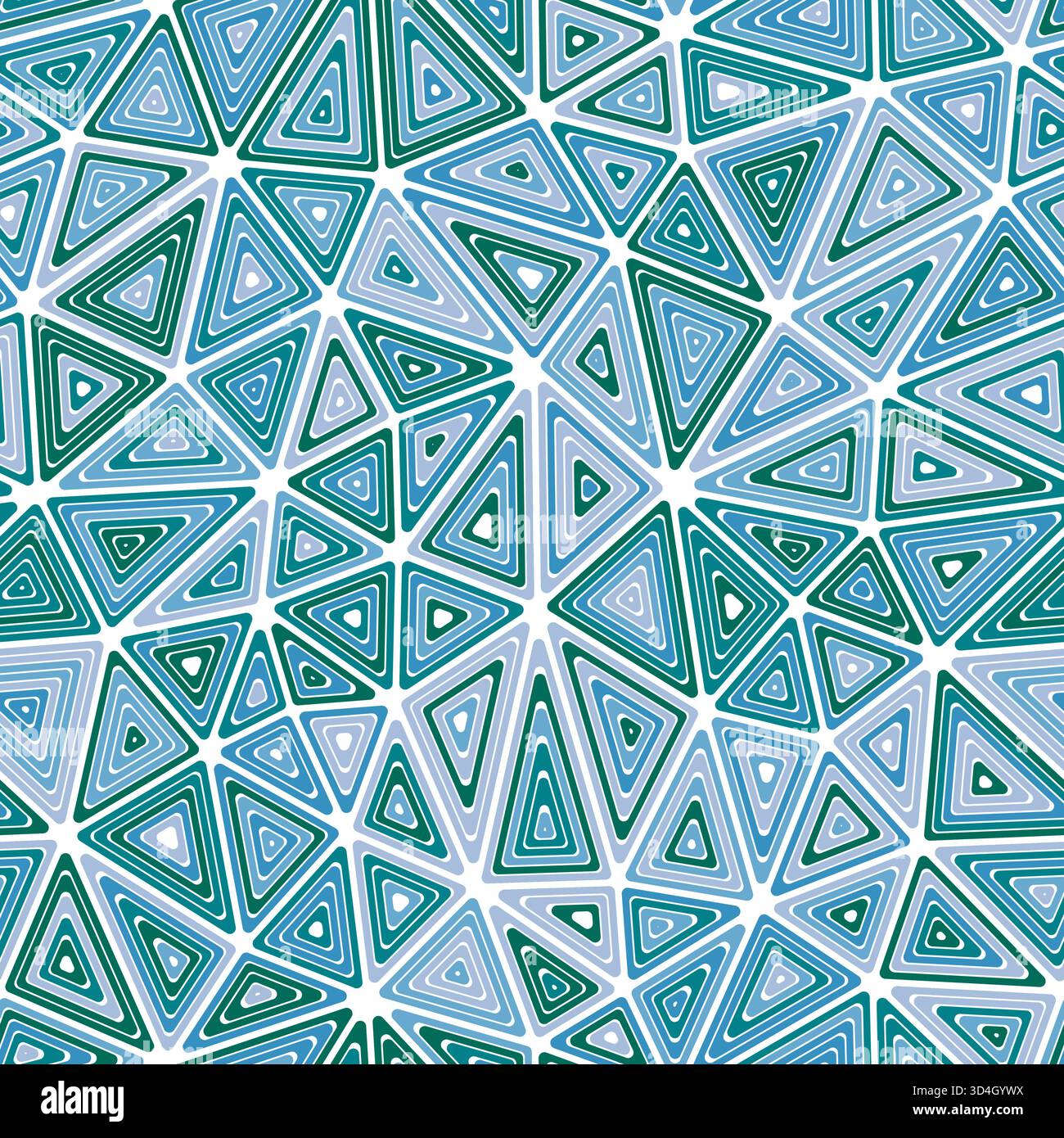 Pattern of triangle shapes. Medium triangle size. Multiple repeated inner triangles. Multicolored style. Repeatable pattern. Amazing vector tiles. Stock Vector