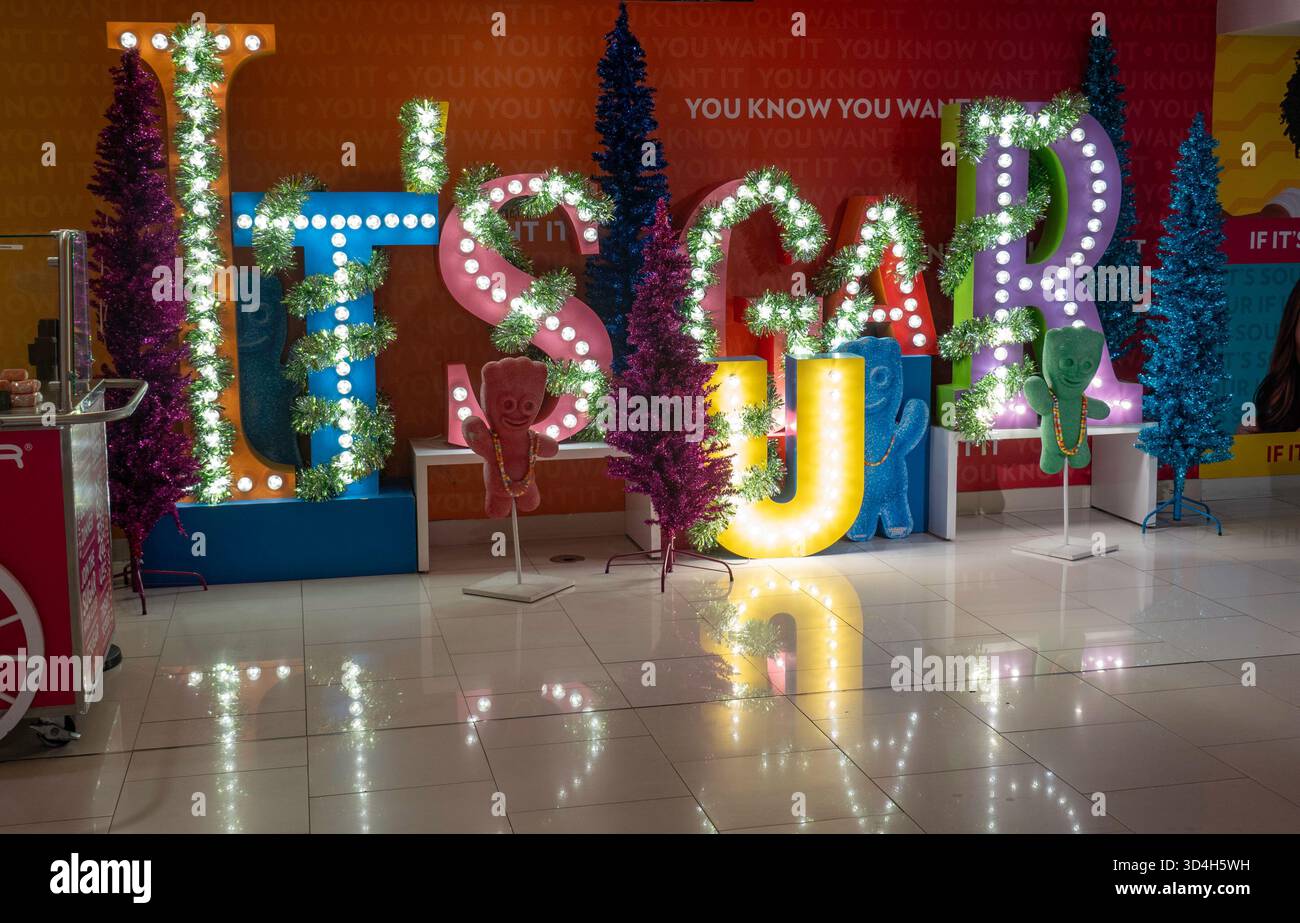 Macy's holiday decorations are always a popular tourist stop in Herald Square, New York City, USA  2025 Stock Photo