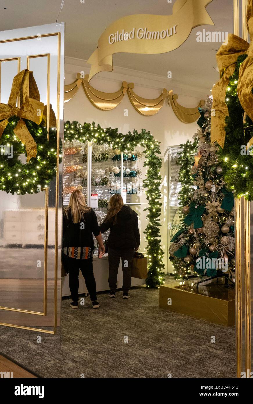 Macy's holiday decorations are always a popular tourist stop in Herald Square, New York City, USA  2025 Stock Photo