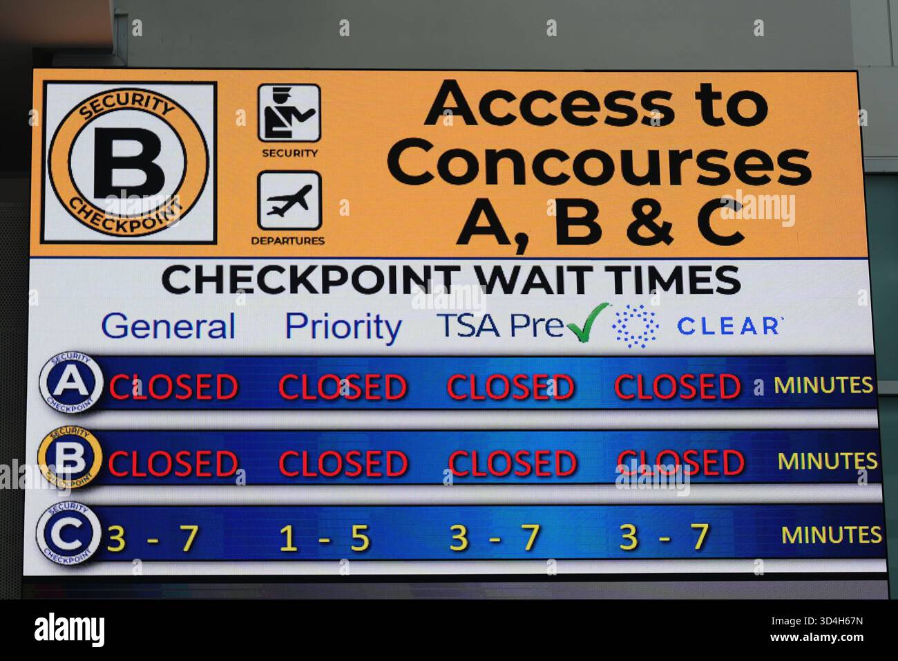 Security checkpoint closures are displayed on an information board in ...