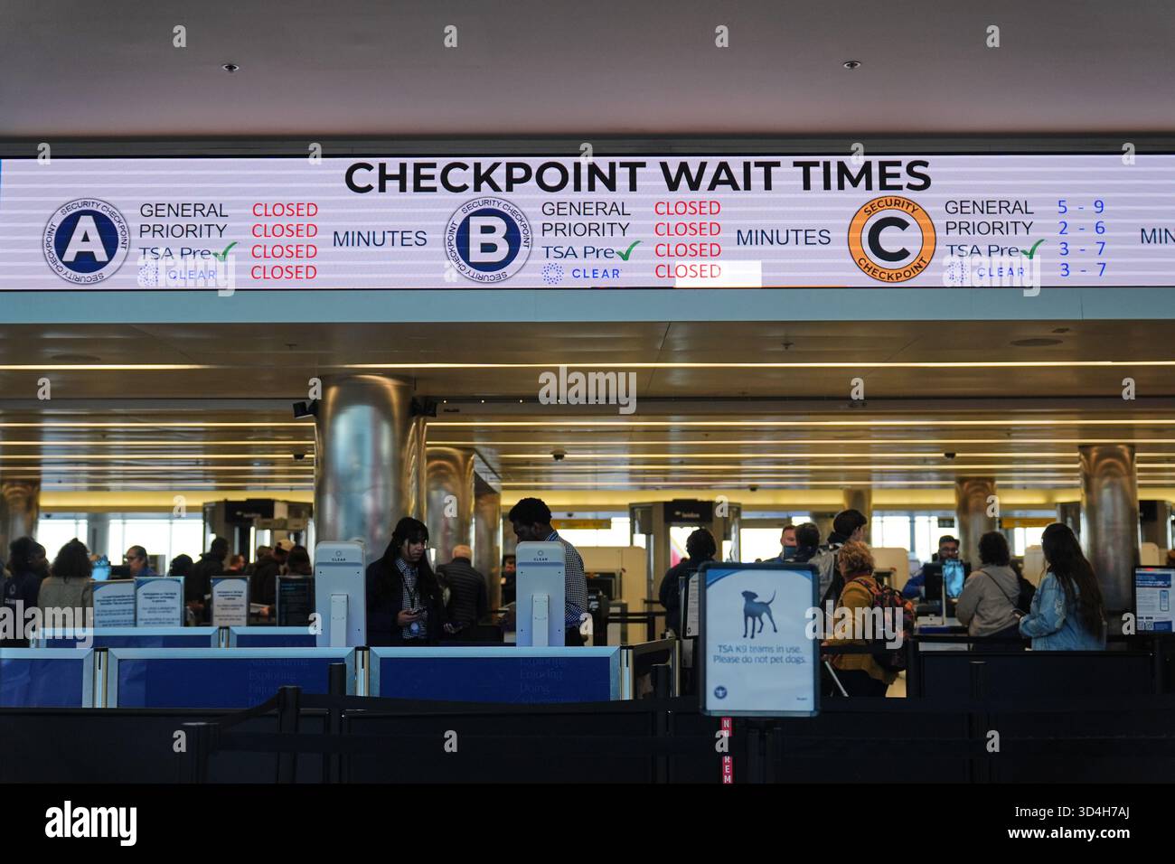 Security checkpoint closures are displayed on an information board in ...