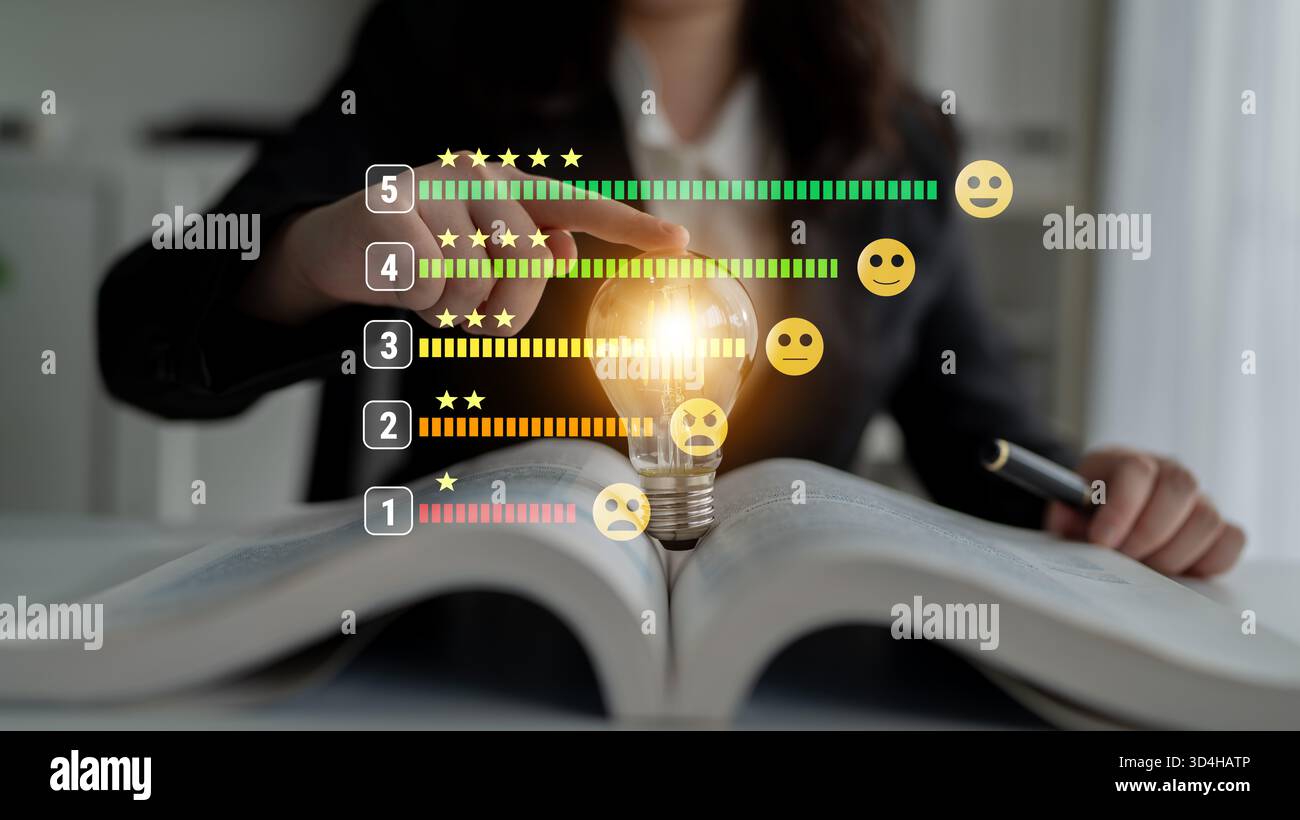 A customer satisfaction feedback and five star rating system. A concept ...