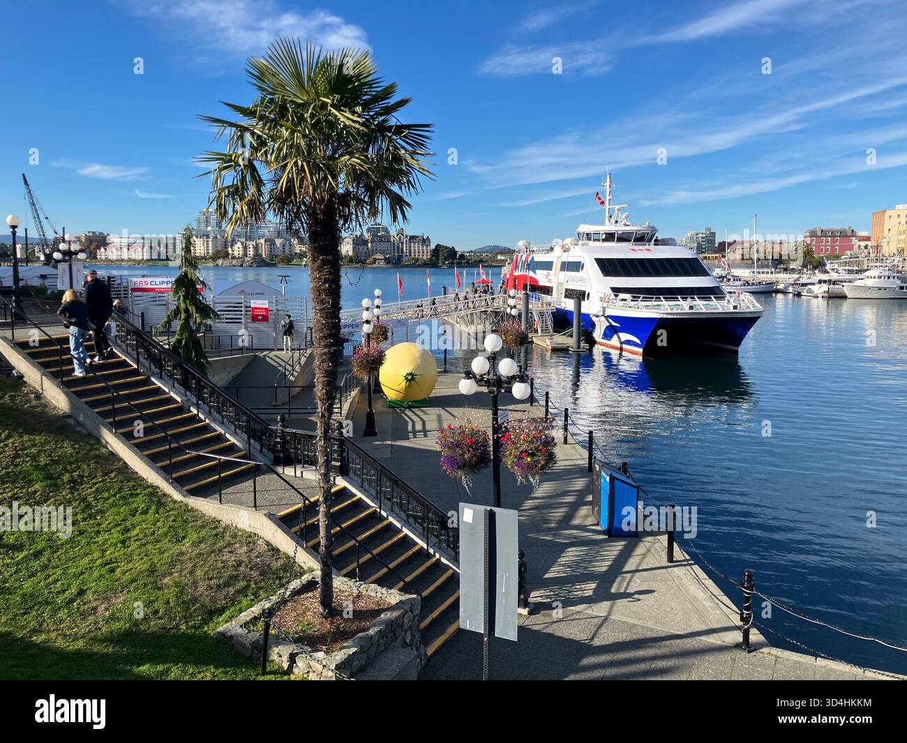 Victoria Clipper V fast passenger ferry service between Seattle, WA and Victoria, BC. Victoria, Vancouver Island, British Columbia, Canada - Smartphone Captured Stock Image