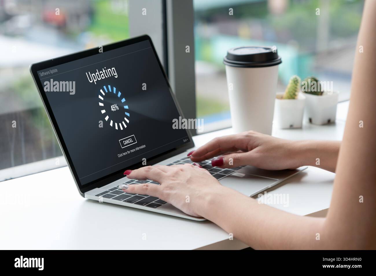 Software update on computer for modish version of device software upgrade Stock Photo