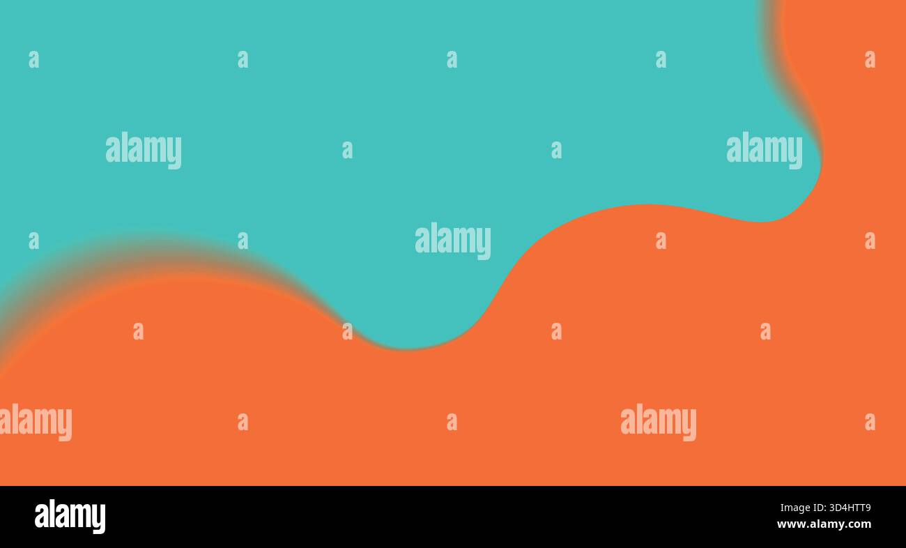 Teal and orange wavy background. Abstract blue liquid texture with blurred shape edges Stock Vector