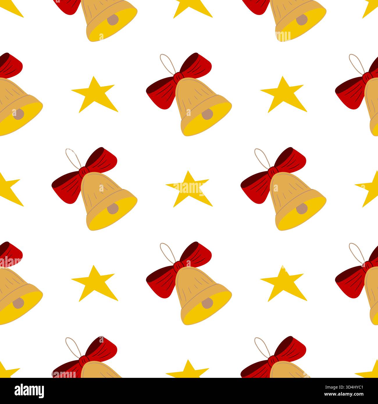Christmas seamless pattern in hand-drawn style. Christmas bell. Print for design Stock Vector