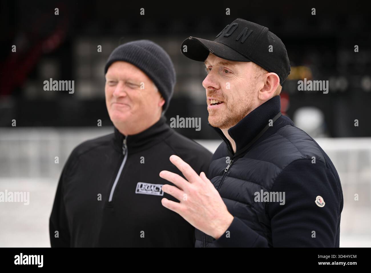 Roadie Dale Skjerseth (left) and AC/DC head of production Will Keating ...