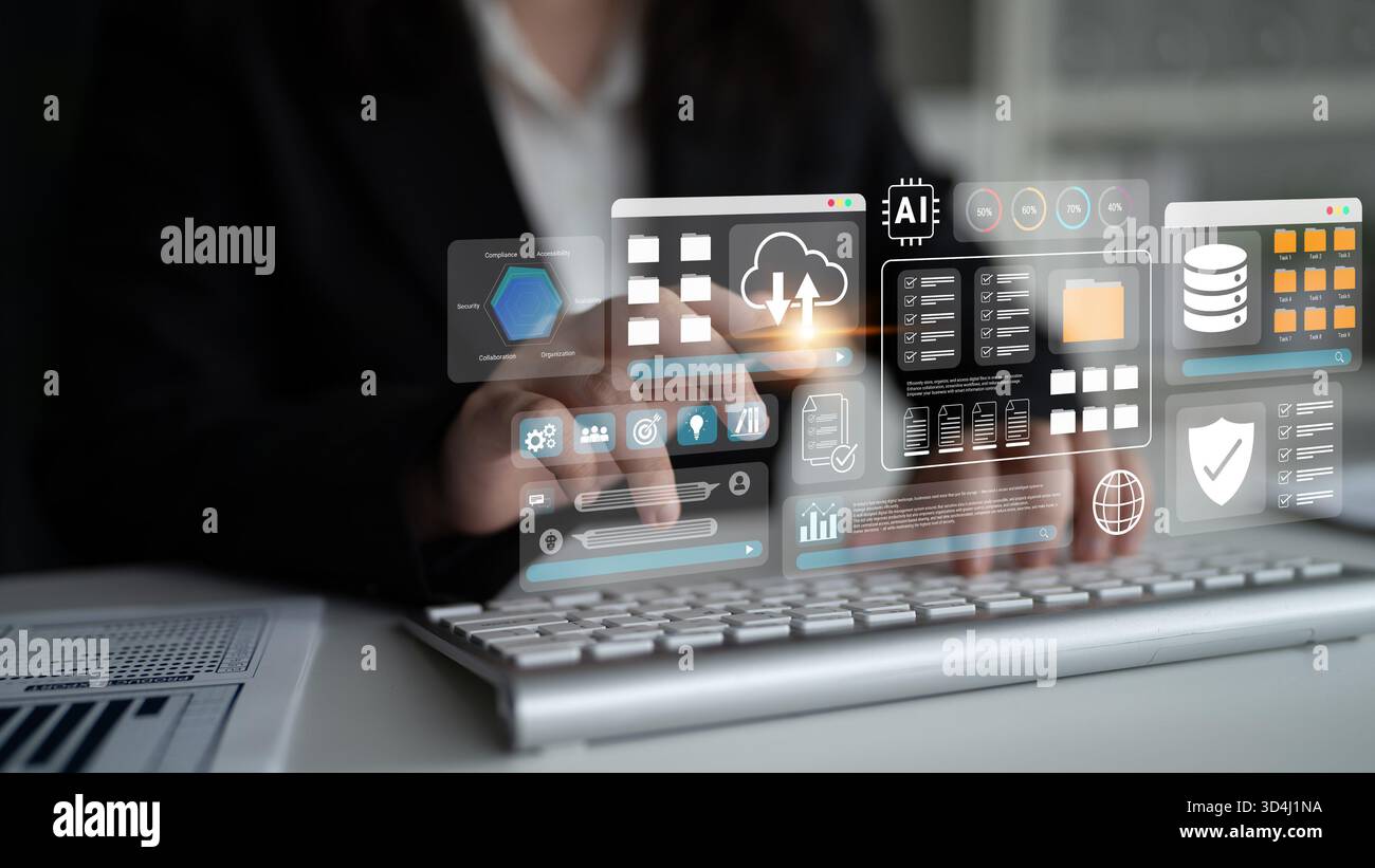 Digital file management system improves collaboration, enhances workflow, and supports secure cloud storage Parse Stock Photo