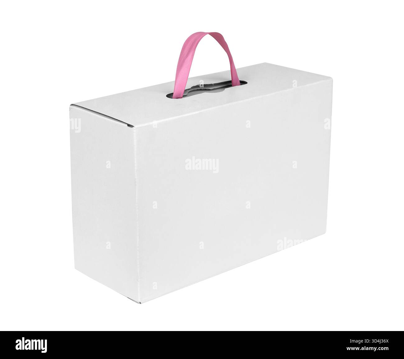 Paper box with handle isolated on white background Stock Photo